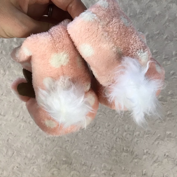 Cat & Jack Deer Slipper Boots Pink White Polka Dot - Picture 4 of 6